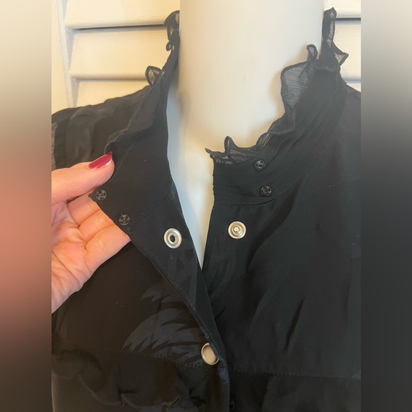 Coach Palm Tree Jacquard Dress Size 0 Black Silk Blend Chiffon - Picture 5 of 9